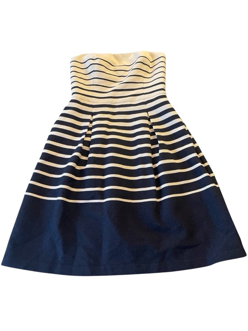 Trina Turk Tan/Black Tweed Stripe Strapless Pockets Dress (4)